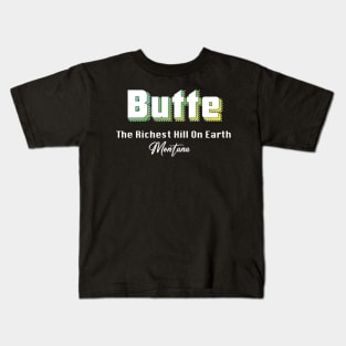 Butte Montana Yellow Text Kids T-Shirt
